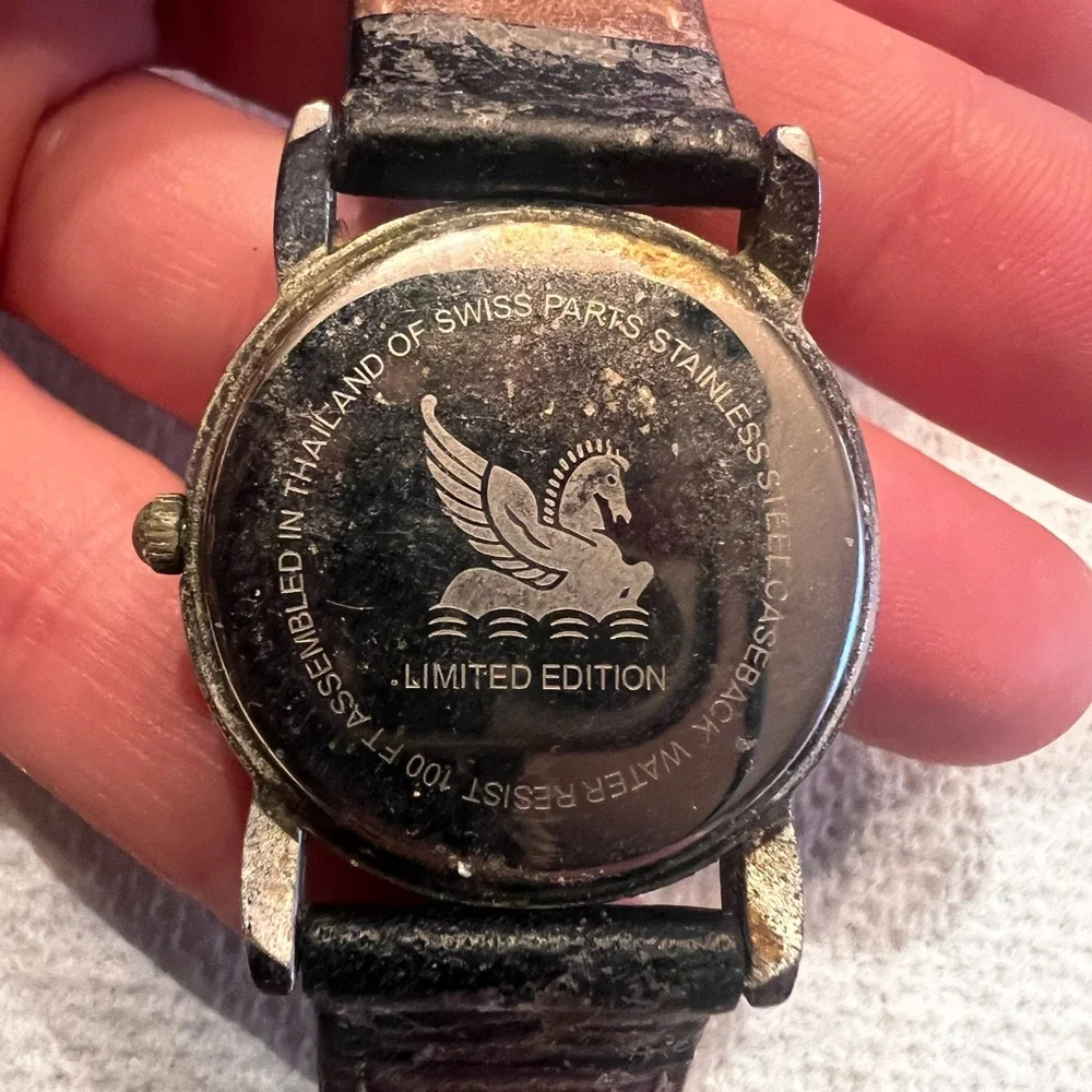 Limited Edition Tourneau Gold Dial Watch with Black Leather Strap
